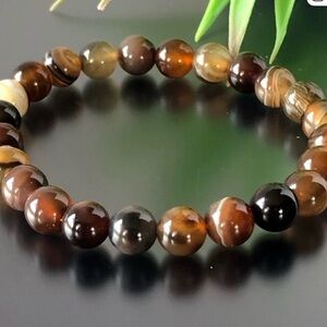 Elegant Brown Agate Beaded Bracelet